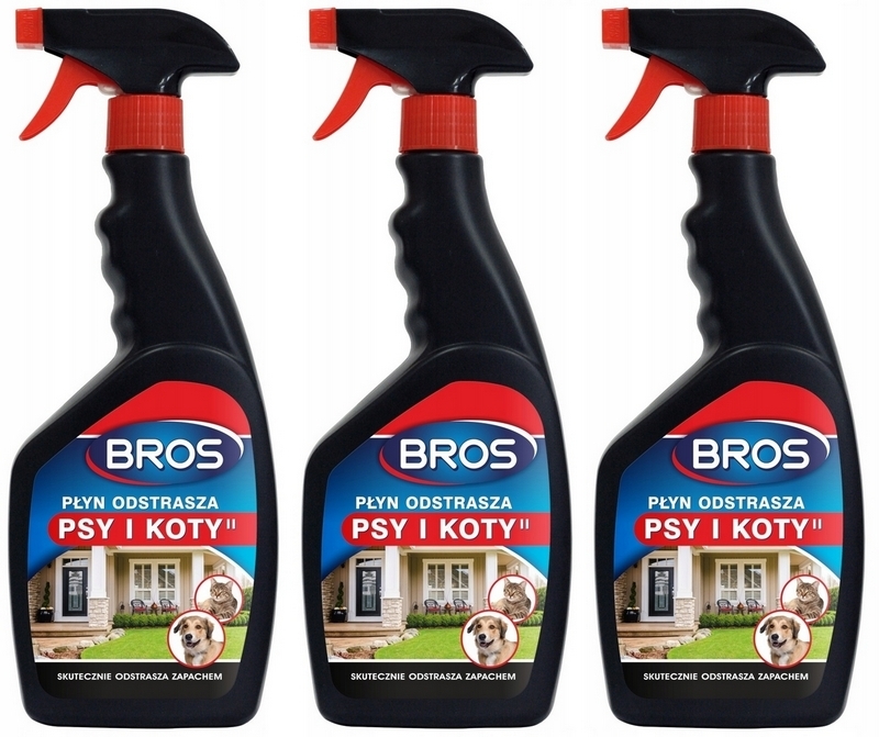 Odpudzovač tekutých psov a mačiek BROS 3 x 500 ml