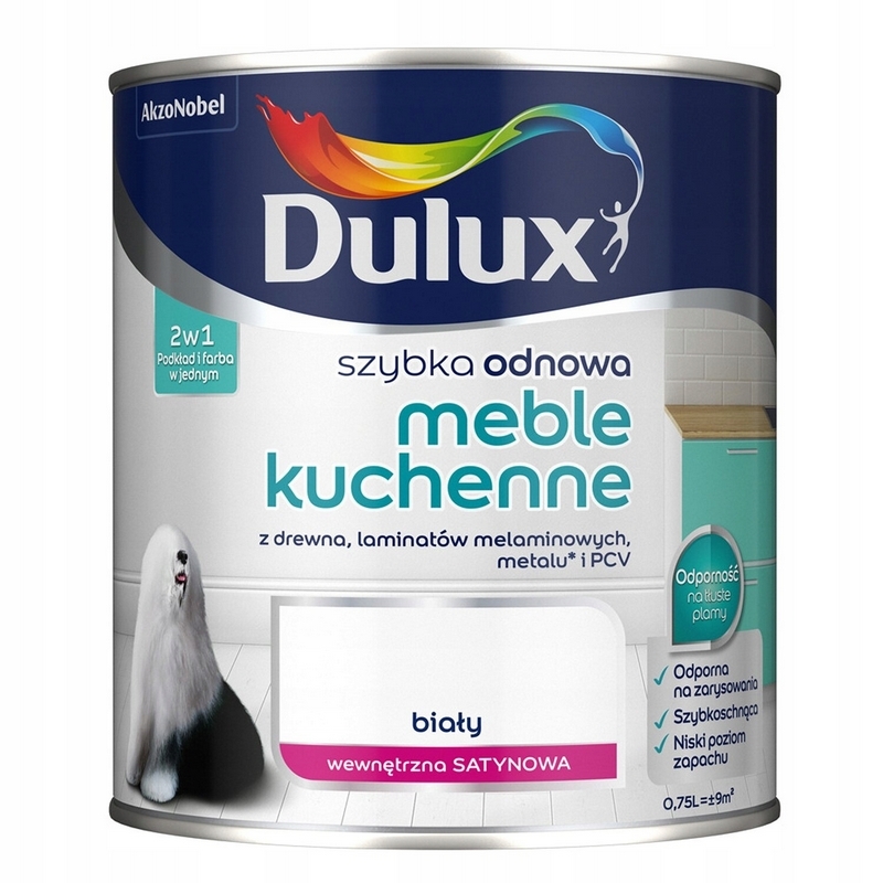 Farba na - Kuchynský nábytok Dulux Quick Renewal 0,75L BIELY