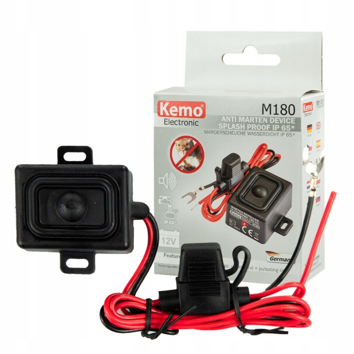 Kemo M180 odpudzovač kún a hlodavcov 12 V, IP65, ultrazvukový, vodeodolný, bezpečný pre zvieratá