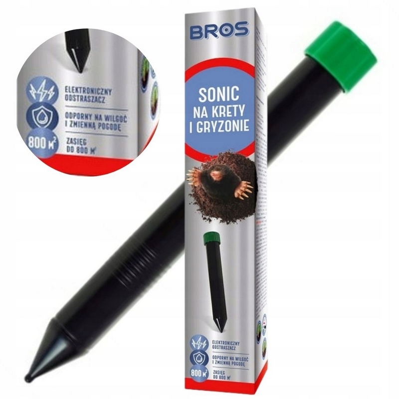 Odpudzovač krtkov MYŠI POKRASY Sonic BROS dlhý dosah až 800 m2