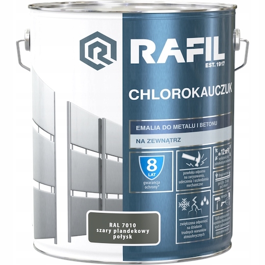 Farba - Rafil Chlorokauczuk 10L sivý smalt RAL7010