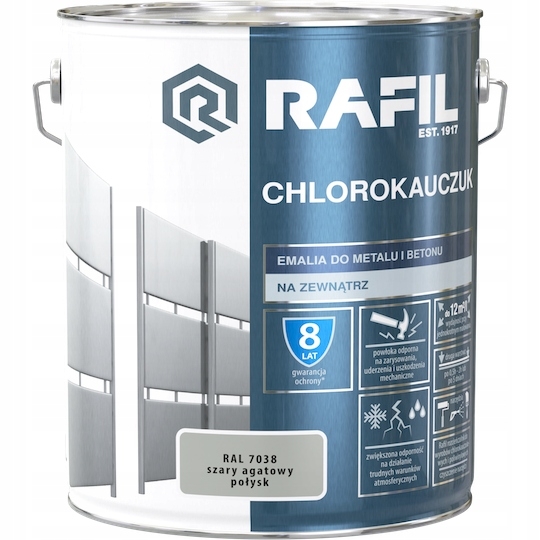 Farba - Rafil Chlorokauczuk 10L sivý smalt RAL7038