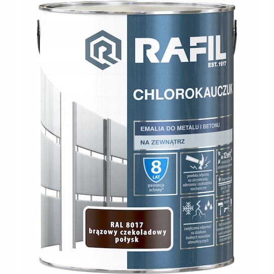 Farba - Rafil Chlorokauczuk 5L Tmavo hnedá RAL8017 Smalt