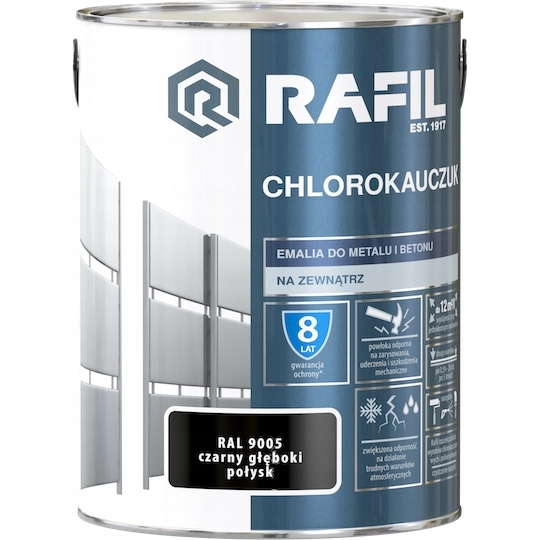 Farba - Rafil Chlorokauczuk 5L čierna RAL9005 Smalt
