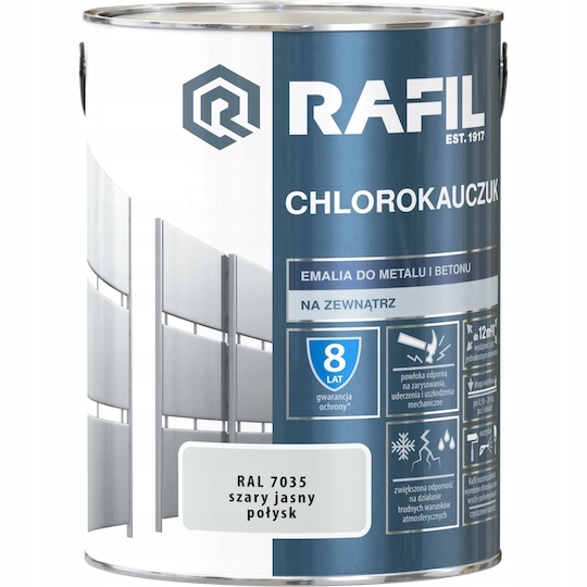 Farba - Rafil Chlorokauczuk 5L svetlosivý smalt RAL7035