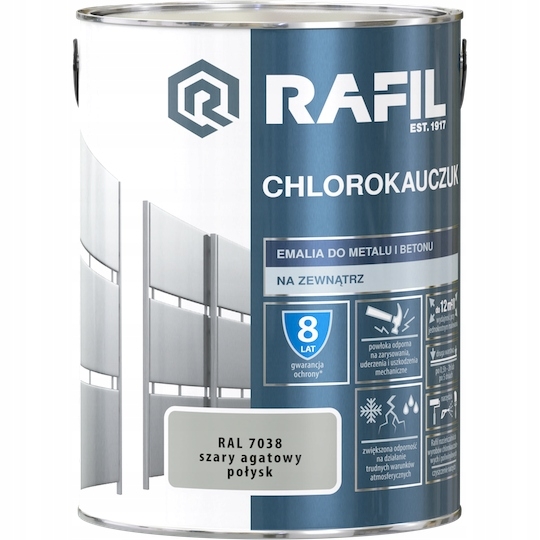 Farba - Rafil Chlorokauczuk 5L svetlosivý smalt RAL7038