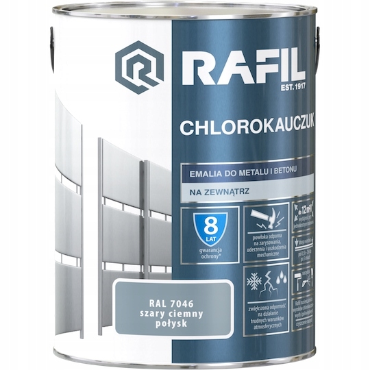 Farba - Rafil Chlorokauczuk 5L svetlosivý smalt RAL7046
