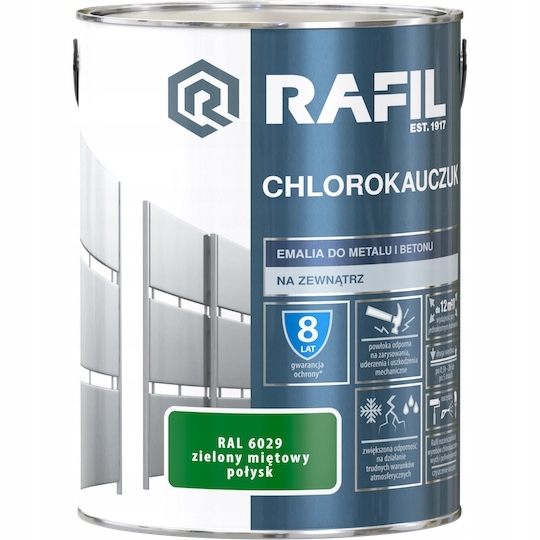 Farba - Rafil Chlorokauczuk 5L zelená RAL6029 Smalt