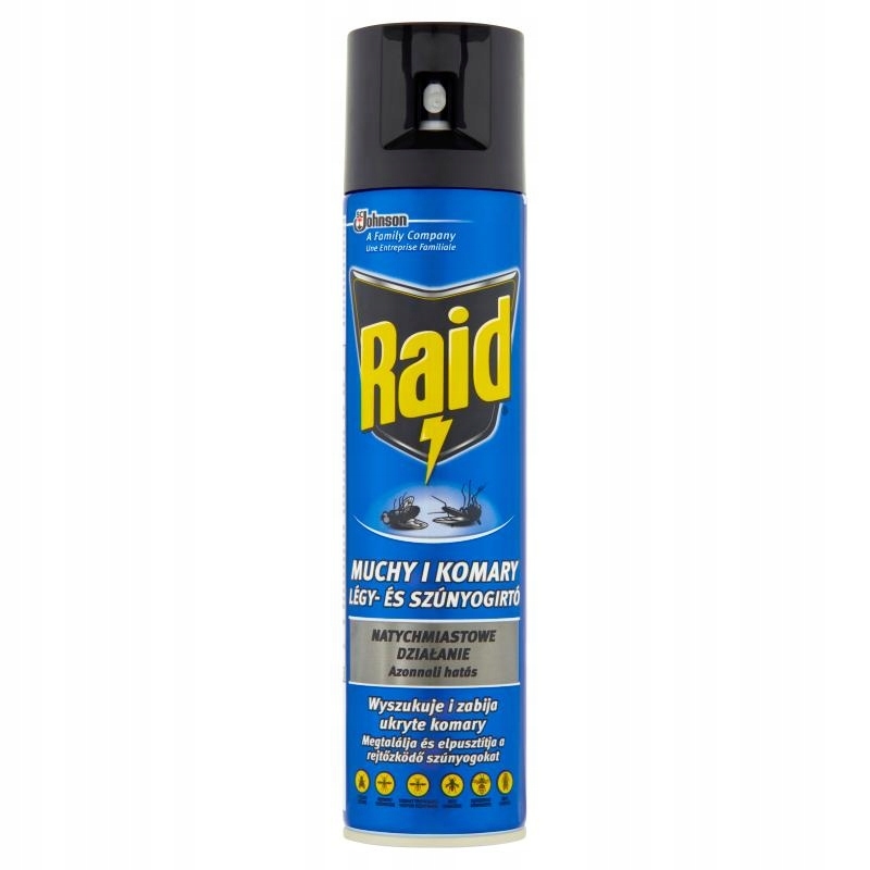 Rozprašovač, aerosól proti komárom, moliam, muchám, osám Raid 0,48 kg 400 ml
