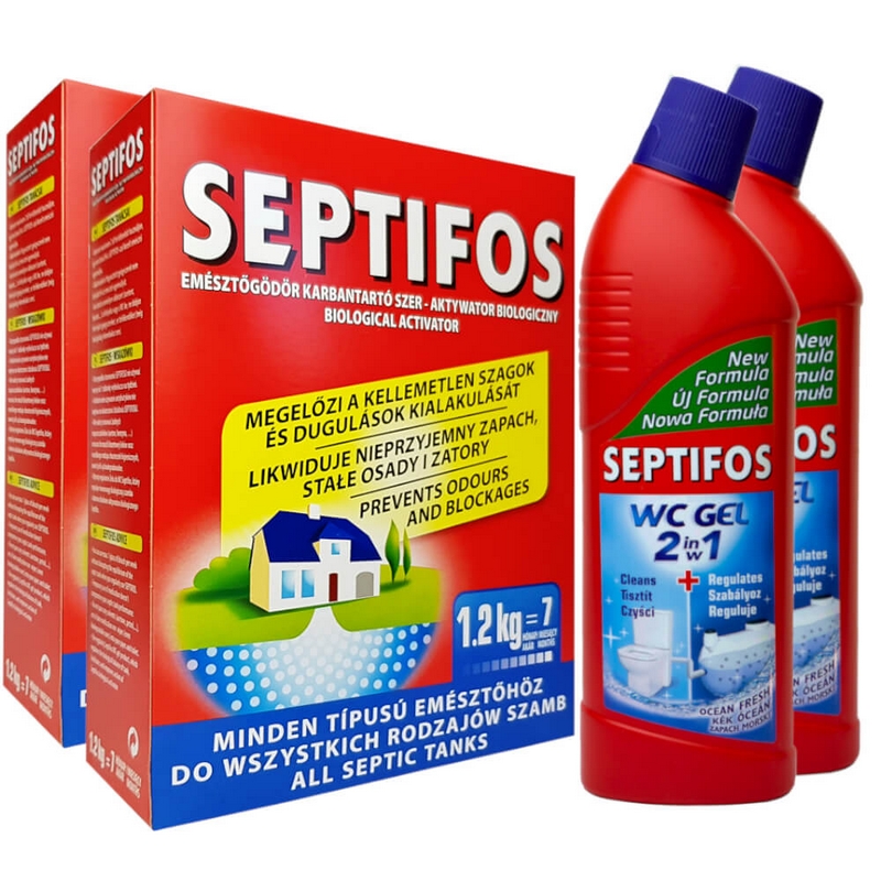 SEPTIFOS 2,4kg + 2x WC gél 2v1 pre CAMPING SET
