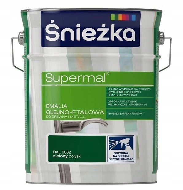 Farba - ŚNIEŻKA ZELENÝ OLEJ-FTALOVÝ SMALT 5L RAL 6002
