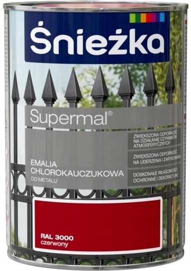 Farba - ŚNIEŻKA SUPERMAL chlórovaná guma RED 0,9L