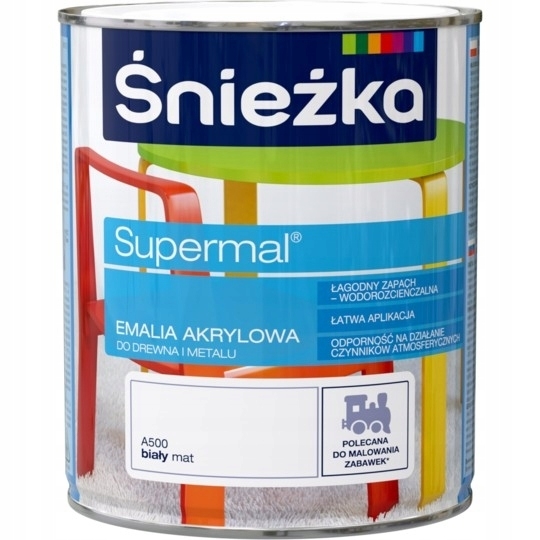 Farba - Śnieżka Akrylový smalt 0,8 L BIELY A500 MATNÝ Biela