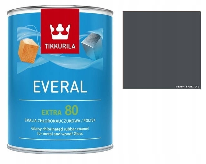 Farba - TIKKURILA Everal 80 Chlórovaná guma 0,9L RAL 7016
